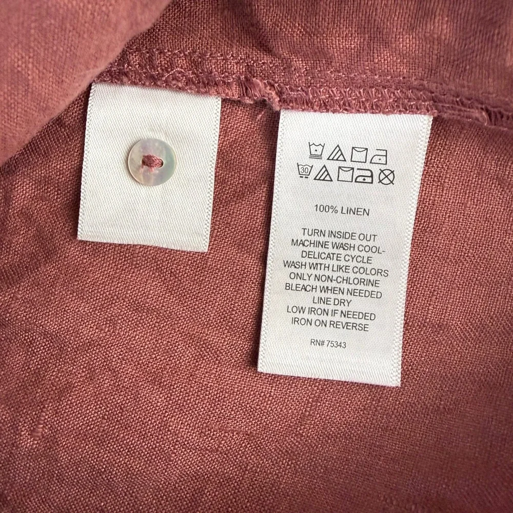 C&C California Womens 100% Linen Halter Keyhole Shift Dress Terracotta Rose S‎
